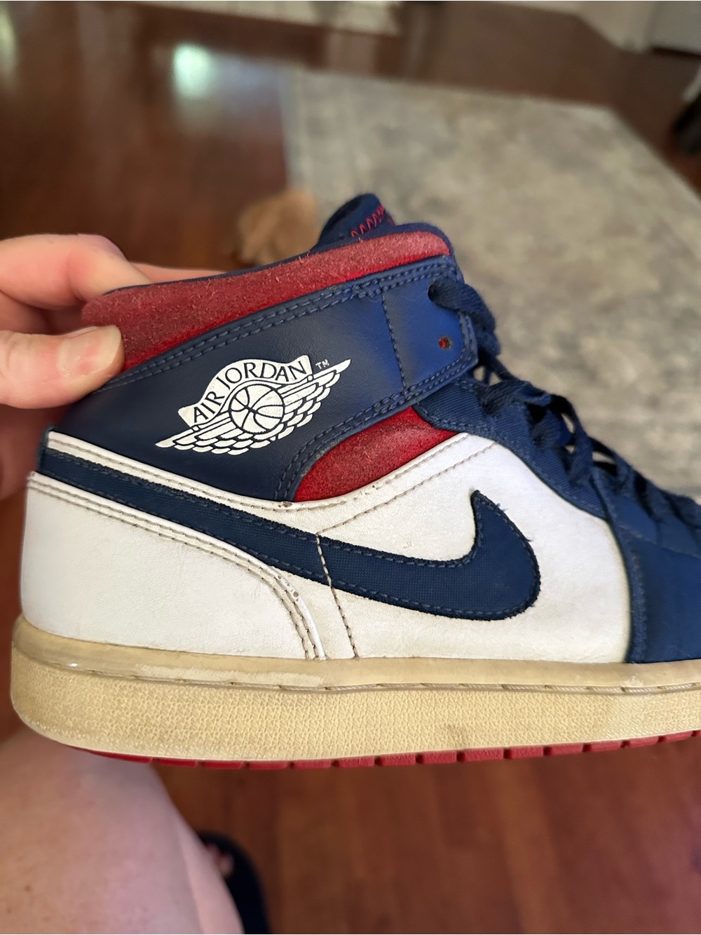 Jordan Kids Navy White Red High-Top Sneaker